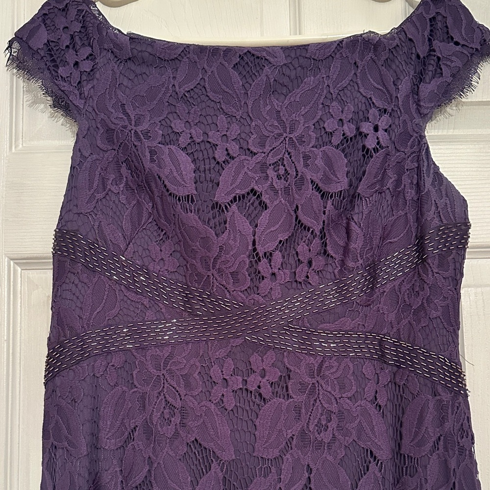 Adrianna Papell Purple Lace Maxi Dress